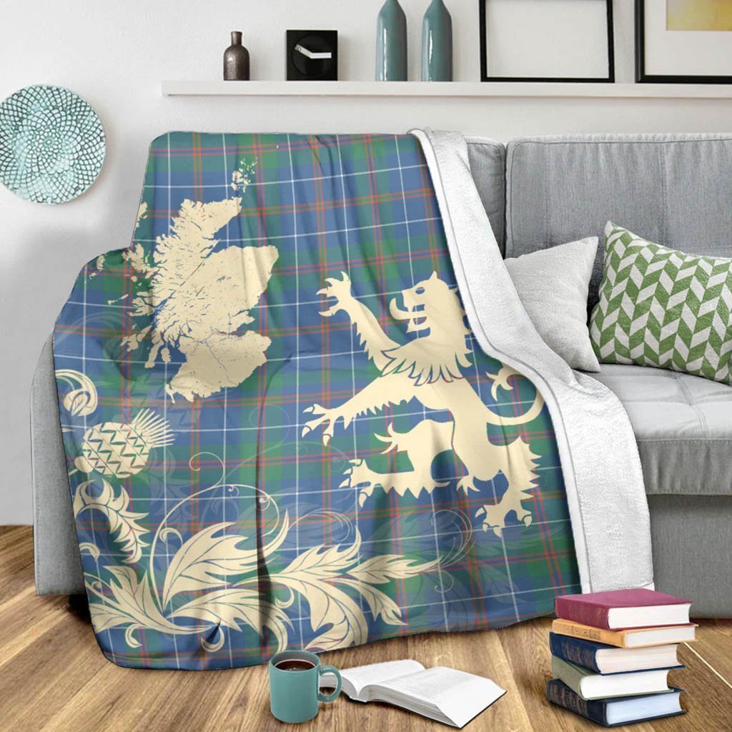 Tartan Blanket Machardy Ancient Tartan Scotland Lion Thistle Map Plaid Blanket