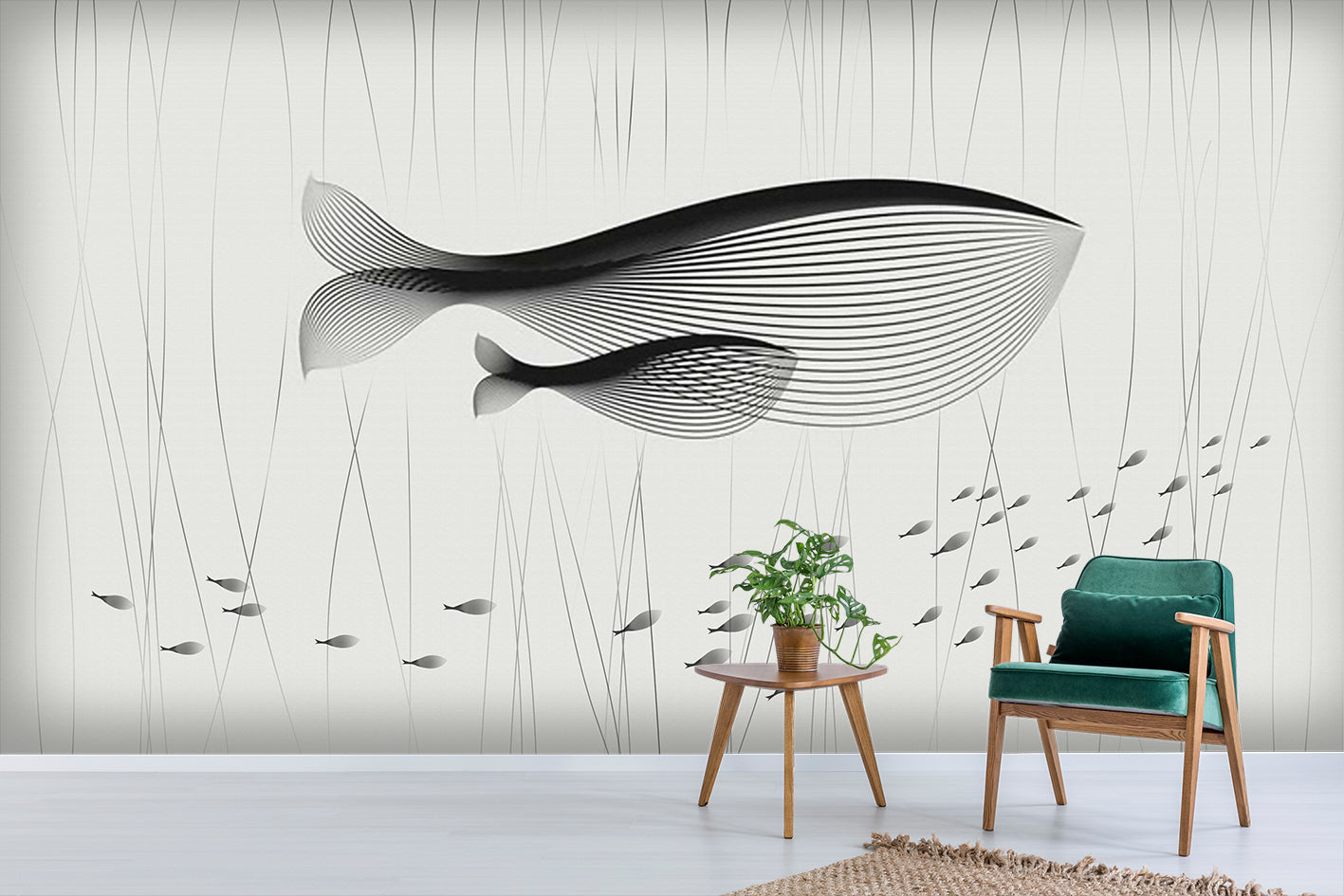 3D Whale Fish Wall Mural Wallpaper Sf11