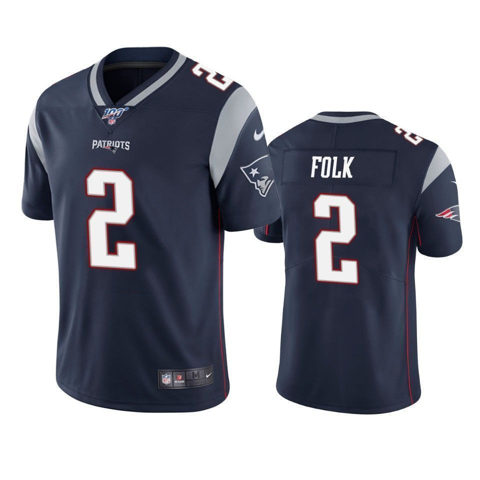 New England Patriots Nick Folk Navy 100Th Season Vapor Limited 3D Jersey