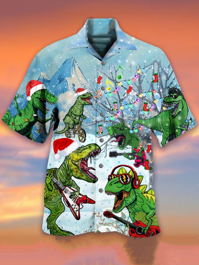 Dinosaur Christmas Hawaii Shirt Ha36