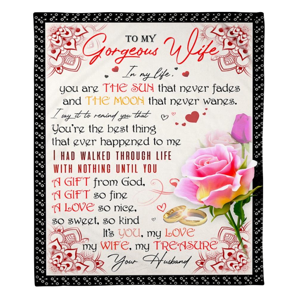 To Gorgeous Wife A Gift From God Fleece Blanket Family Gift Home Decor Fleece Blanket, Blanket Sofa Bed, 3D Blanket