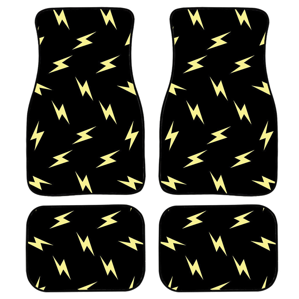 Black And Yellow Lightning Pattern Print Front And Back Car Floor Mats, Front Car Mat