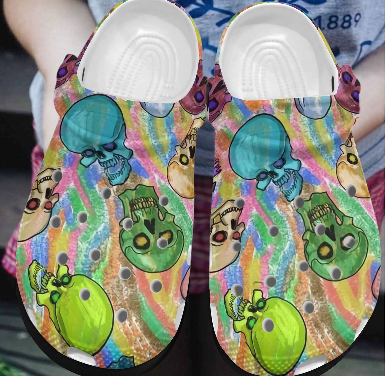 Skull Personalized Clog, Custom Name, Text, Color, Number Fashion Style For Women, Men, Kid, Print 3D Colorful Skulls