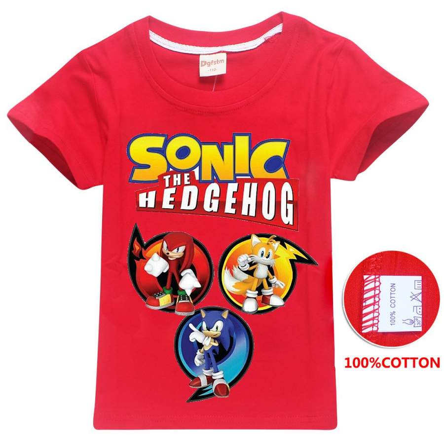 Sonic The Hedgehog kids t-shirt  sonic  tails  Knuckles the Echidna   3 characters print cotton t-shirt