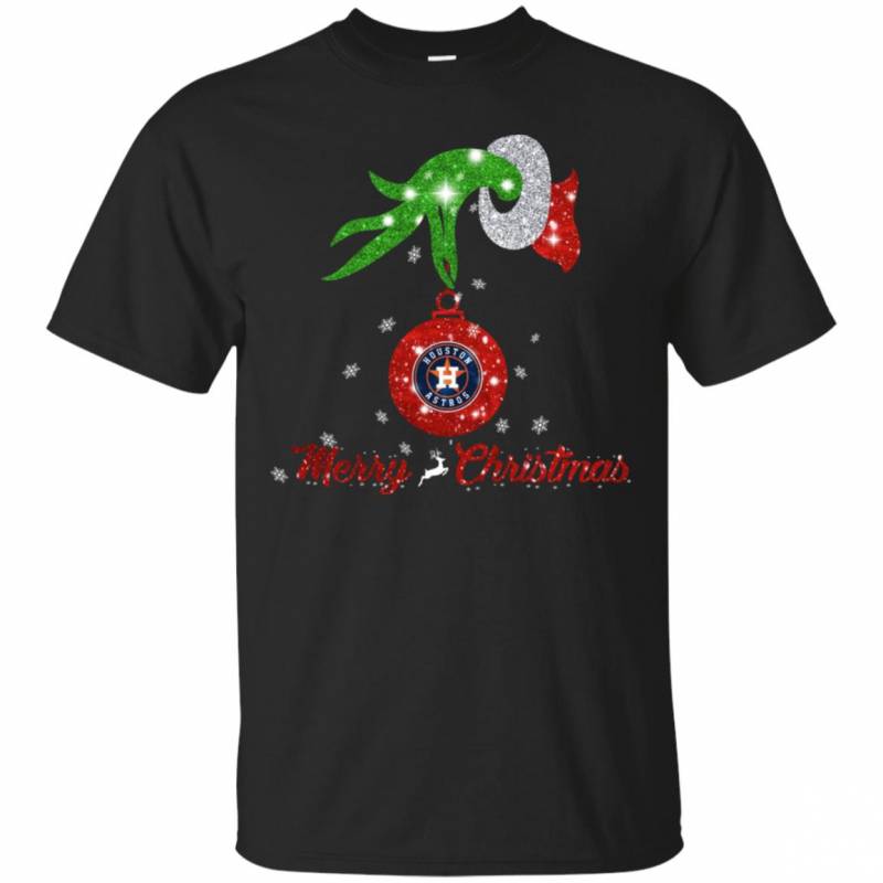 Grinch Hand Ornament Houston Astros Glitter Christmas Shirts