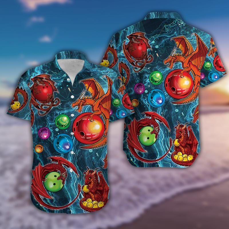 Amazing Thunder Bowling Dragon Blue Unisex Hawaiian Shirts