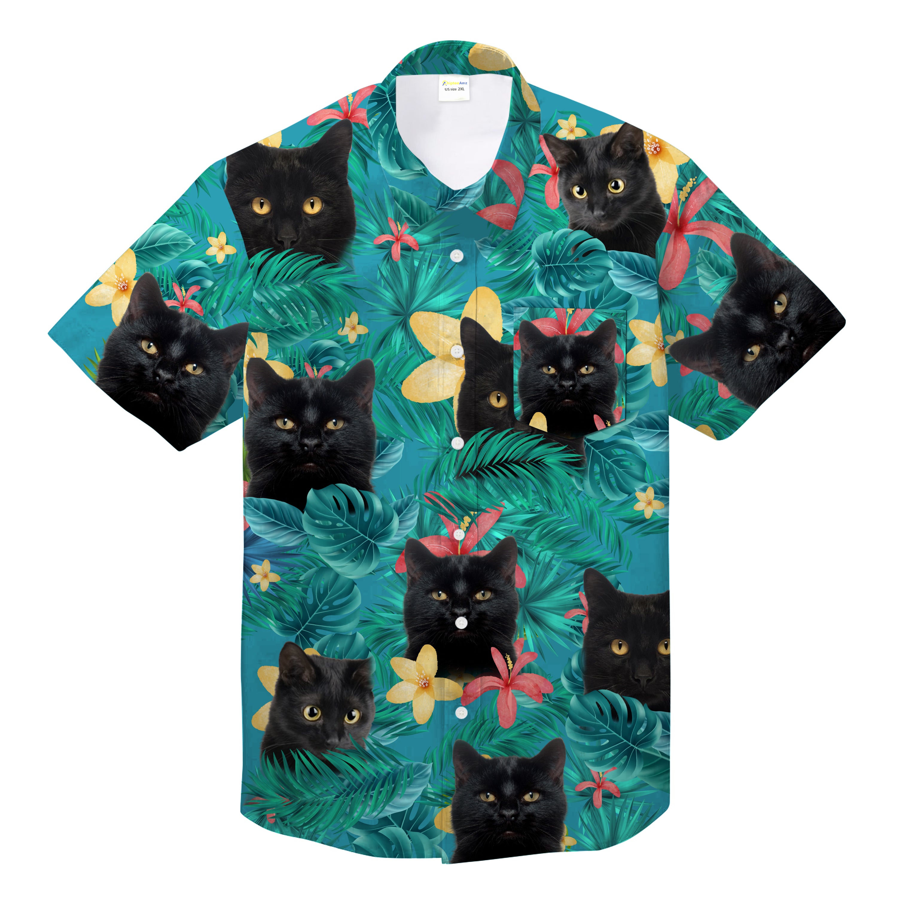 Black Cat Tropical Flower Unisex Hawaii Shirt Gift For Woman Love Kitten Ha48114