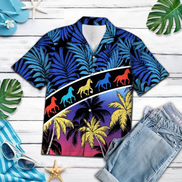 Vacation Tropical Coconut Palm Horse Hawaiian Shirt | For Men & Women | Adult | Hw6576