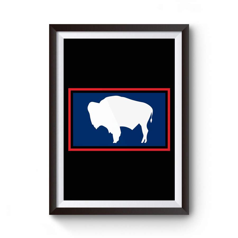 Wyoming Flag Buffalo Vintage Poster