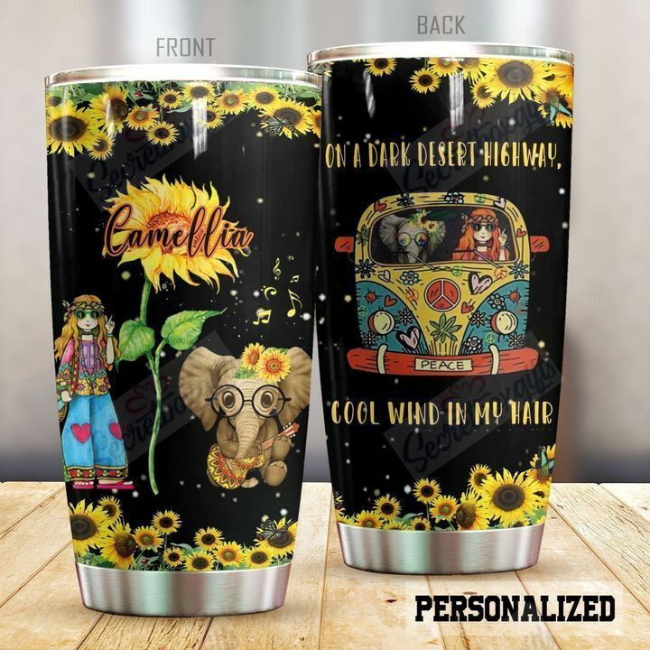 Personalized Hippie Elephant Kc2509567Cl Stainless Steel Tumbler Customize Name, Text, Number