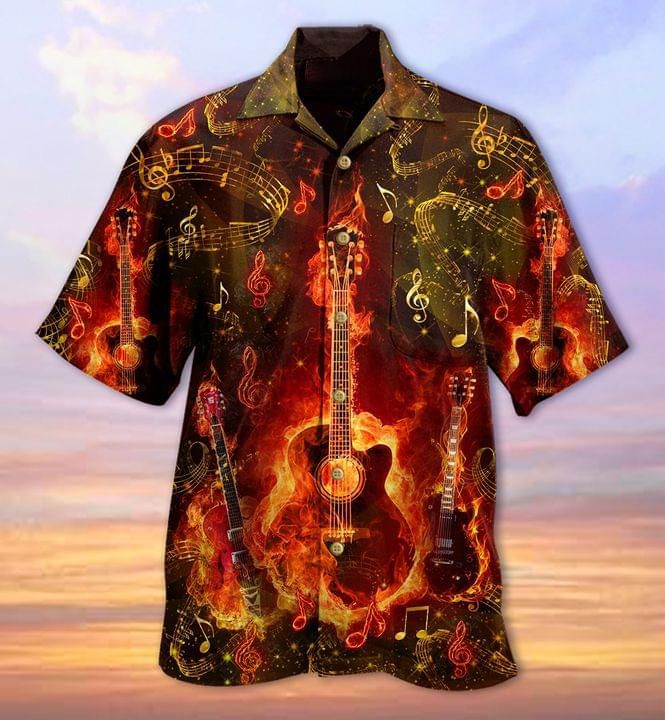 Guitar Lover Print Short Sleeve Hawaii Casual Shirt Ha50661