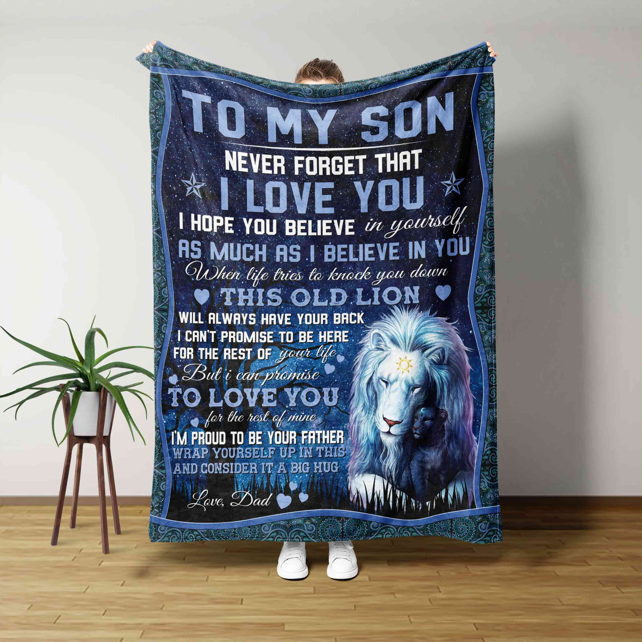 To My Son Blanket, Lion Blanket, Family Blanket, Custom Name Blanket, Blanket For Gift