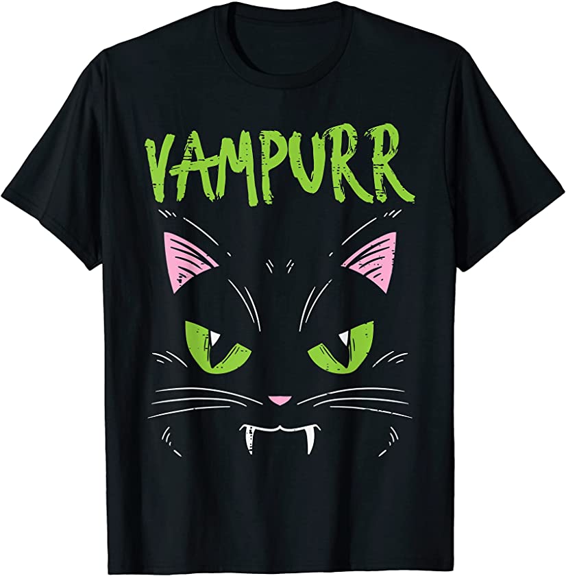 Vampurr Vampire Cat Funny Halloween Animal Men Women Kids T-Shirt