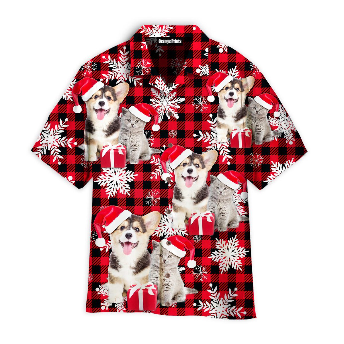 Welsh Corgi And Cat Retro Winter Buffalo Plaid Pattern Hawaii Shirt For Men Women Ha77823