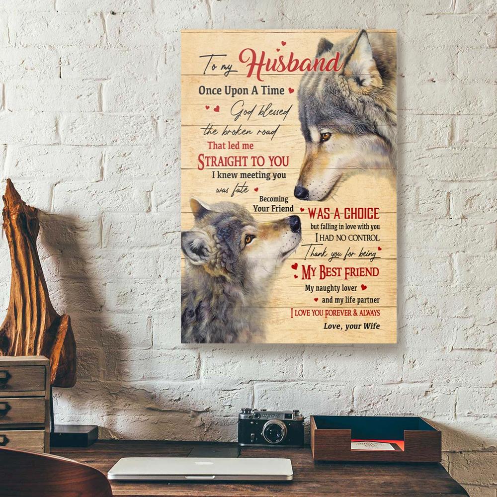 To My Husband Wolf Love Portrait Poster & Canvas Gift For Husband From Wife Birthday Gift Home Decor Wall Art Visual Art