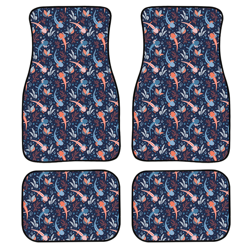 Blue Axolotl Pattern Print Front And Back Car Floor Mats, Front Car Mat