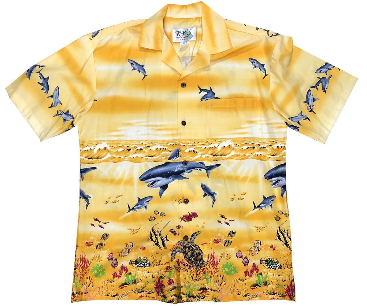 Shark Tornado Yellow Hawaii Shirt Ha37652