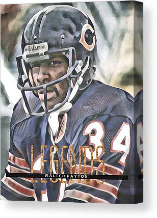 Walter Payton Chicago Bears Abstract Art 34 Joe Hamilton Canvas Print