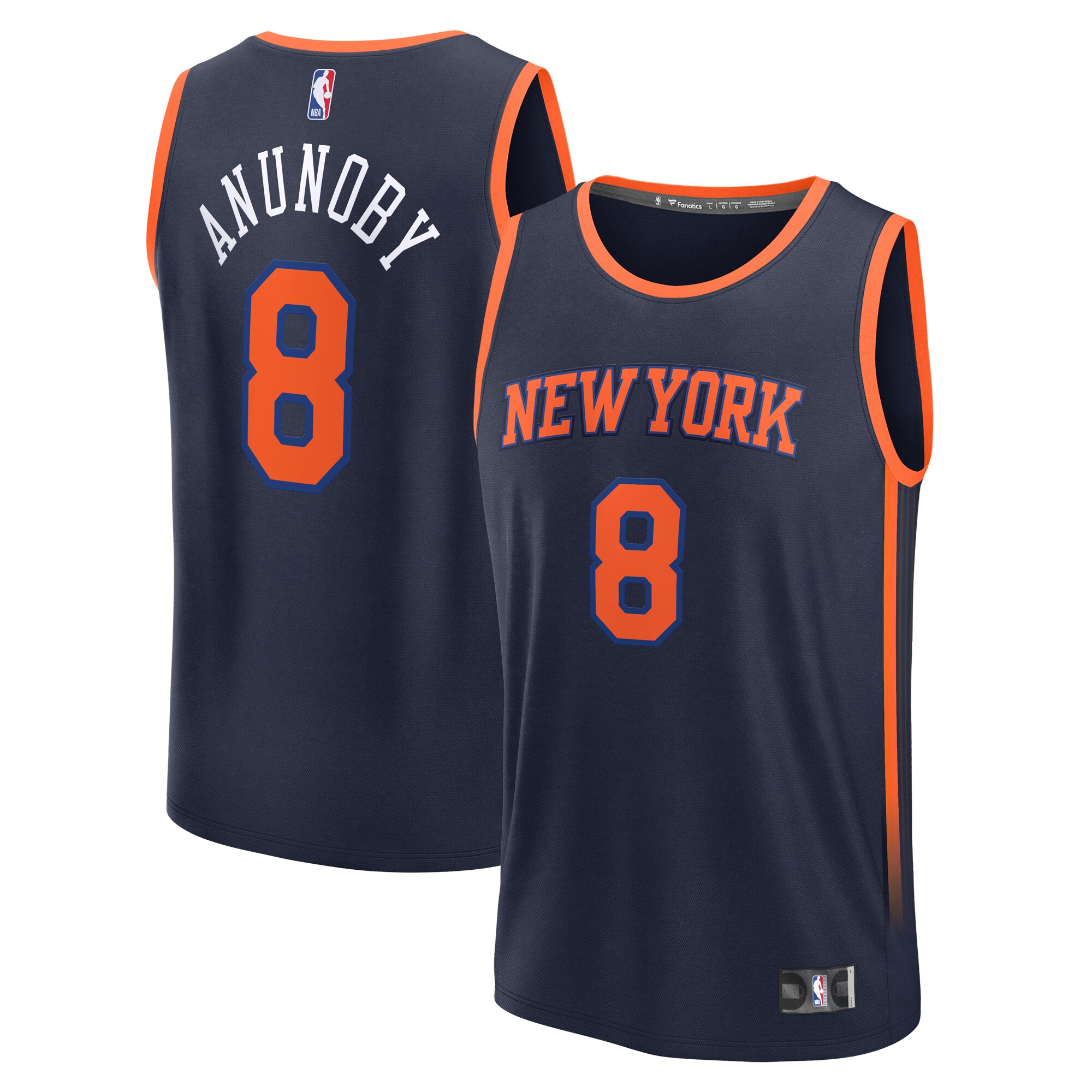 OG Anunoby New York Knicks Branded Fast Break Player Jersey – Statement Edition – Navy