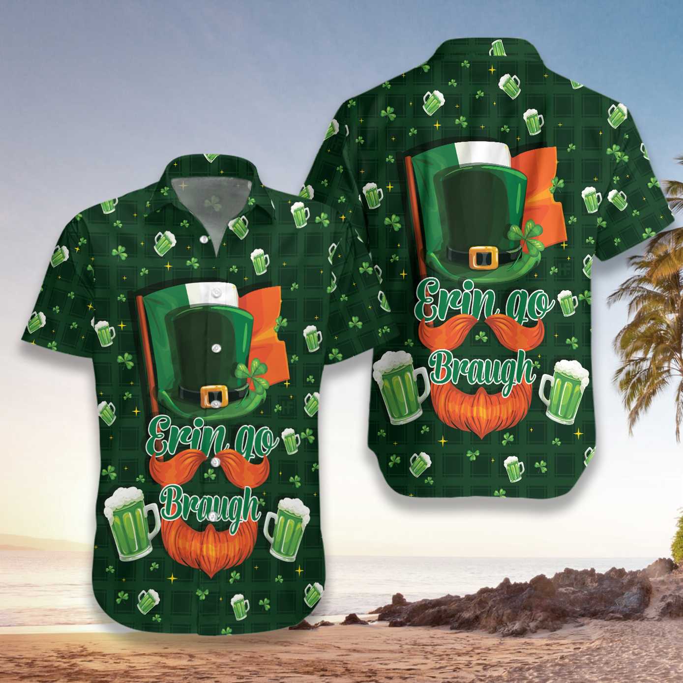 Forever Beer And Green Seamless Ireland Day Hawaii Shirt For Men Women Ha97022