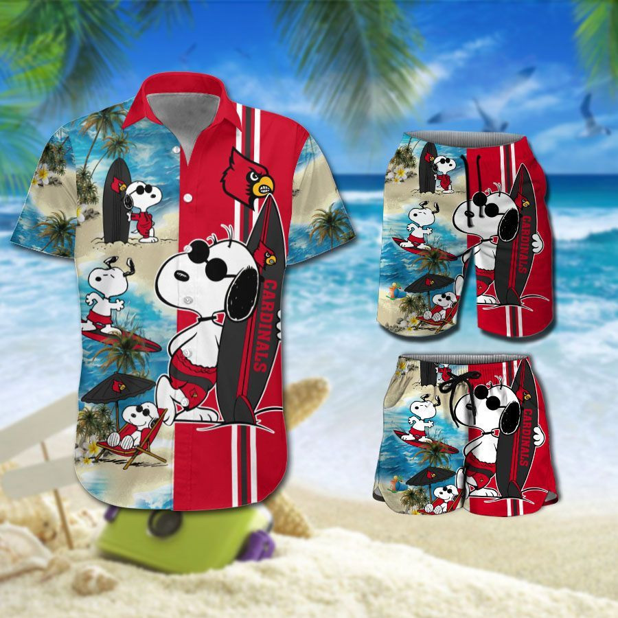 Personalized Louisville Cardinals Snoopy All Over Print Hawaii Shirt Beach Shorts Ha48995