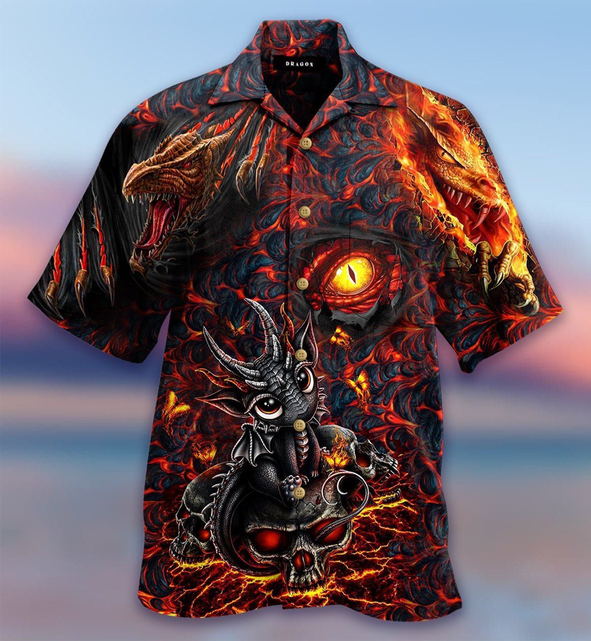 Dragon Skull Lava Aloha Hawaiian Shirts For Men & For Women | Hw2306