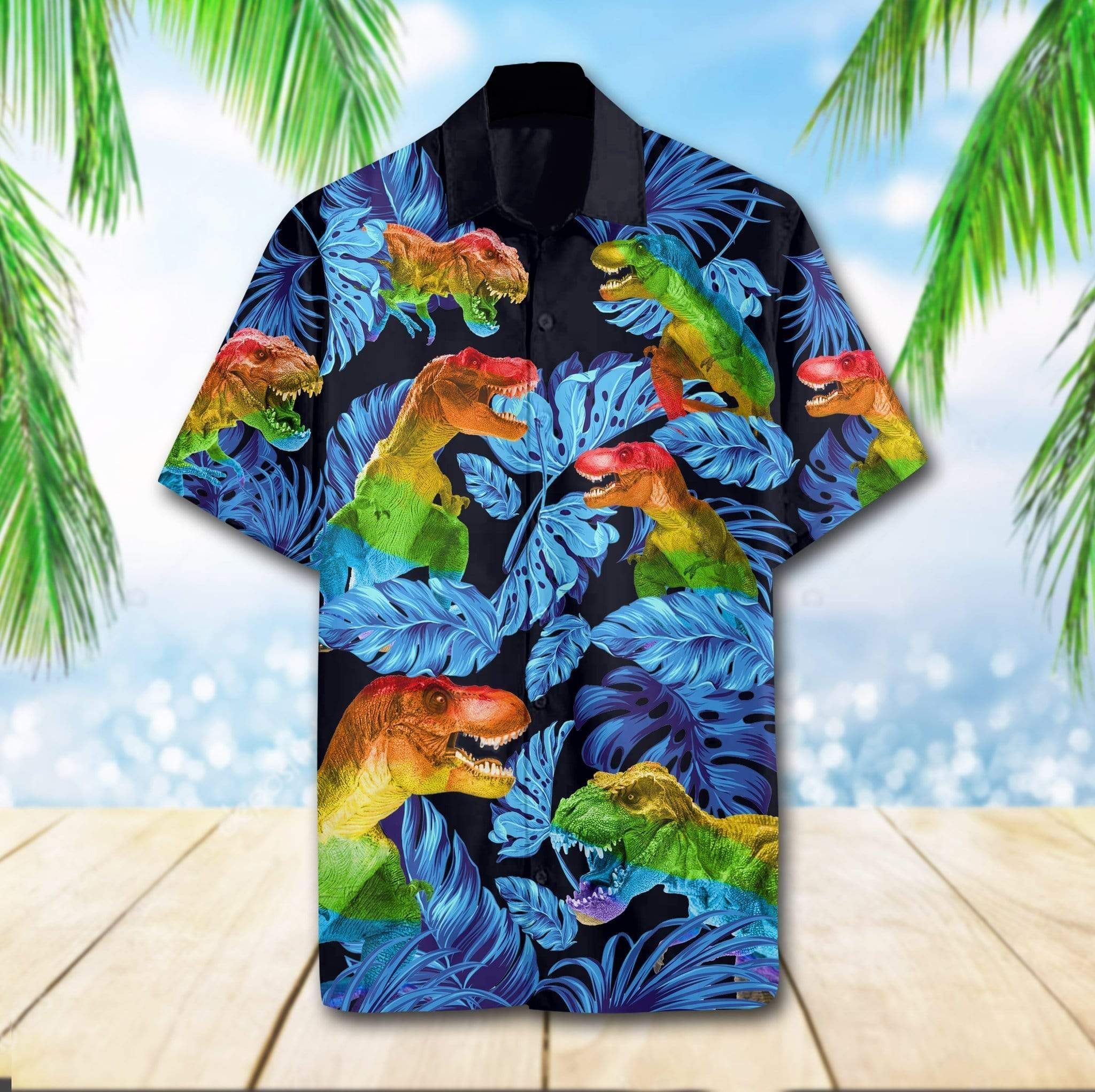 Check out this awesome Hawaiian Aloha Shirts LGBT T-Rex