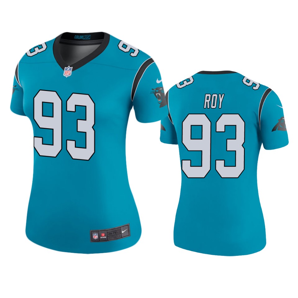 Carolina Panthers Bravvion Roy Blue Color Rush Legend Jersey – Womens