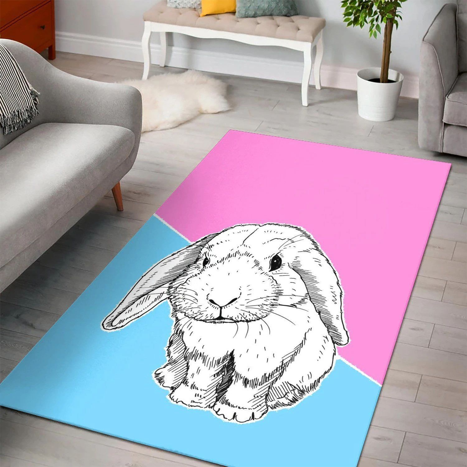 Bunny Rabbit  Carpet Living Room,  Room Rugs, Floor Decor Home Decor