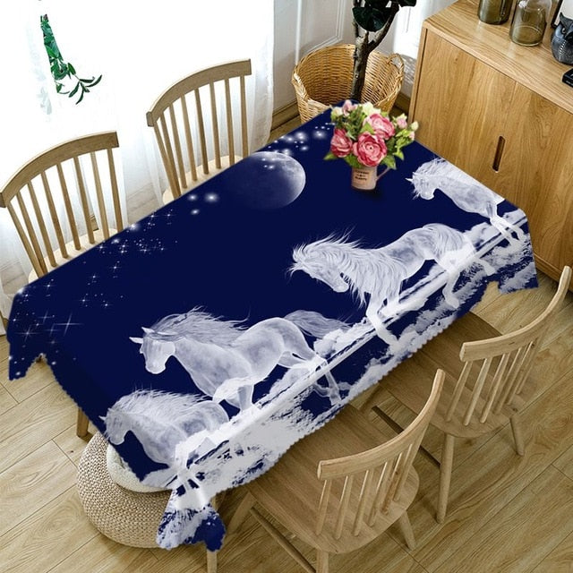 3D Sturdy Horses Pattern Tablecloth