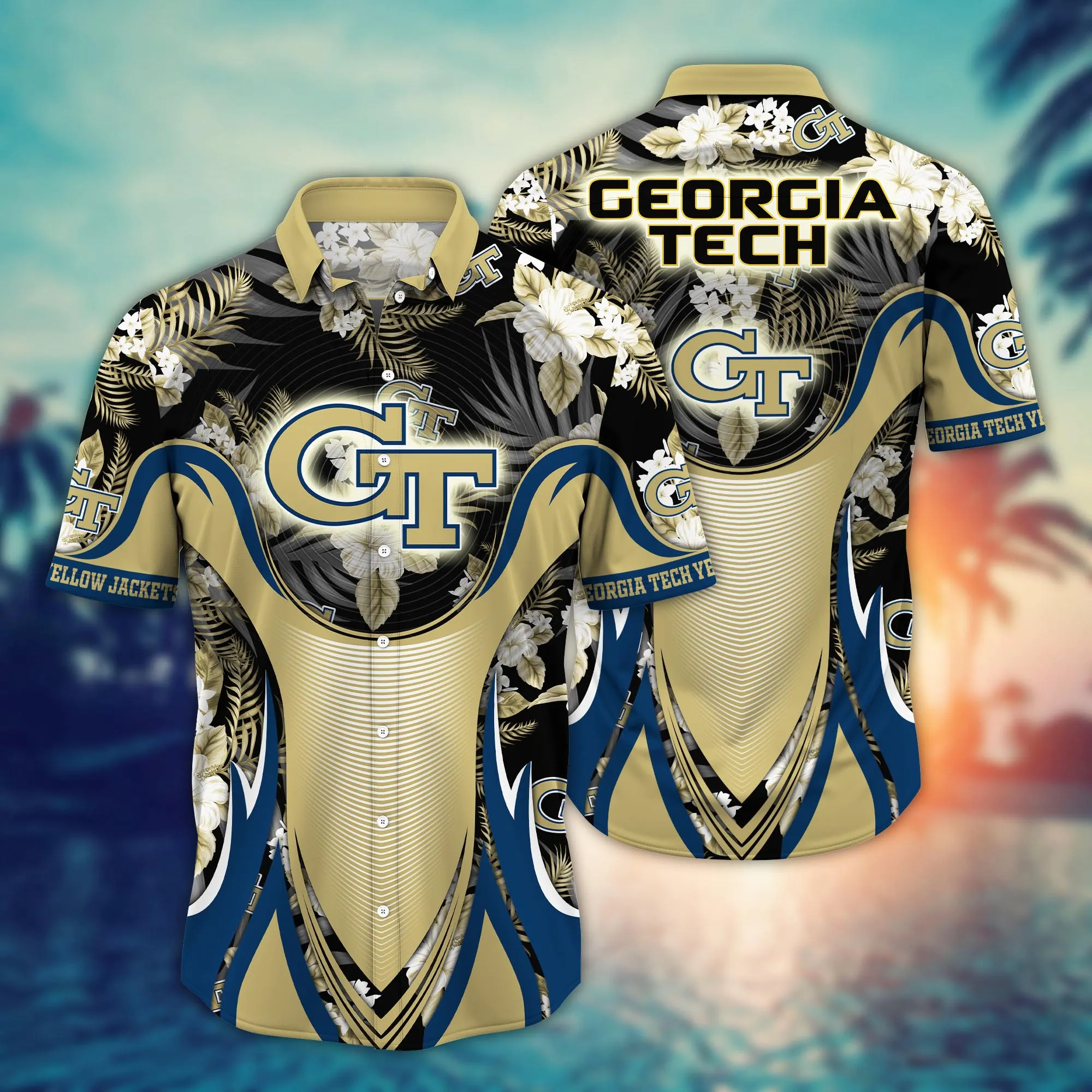 Georgia Tech Yellow Jackets NCCA Hawaiian Shirt Mosquito Bites Aloha Shirt