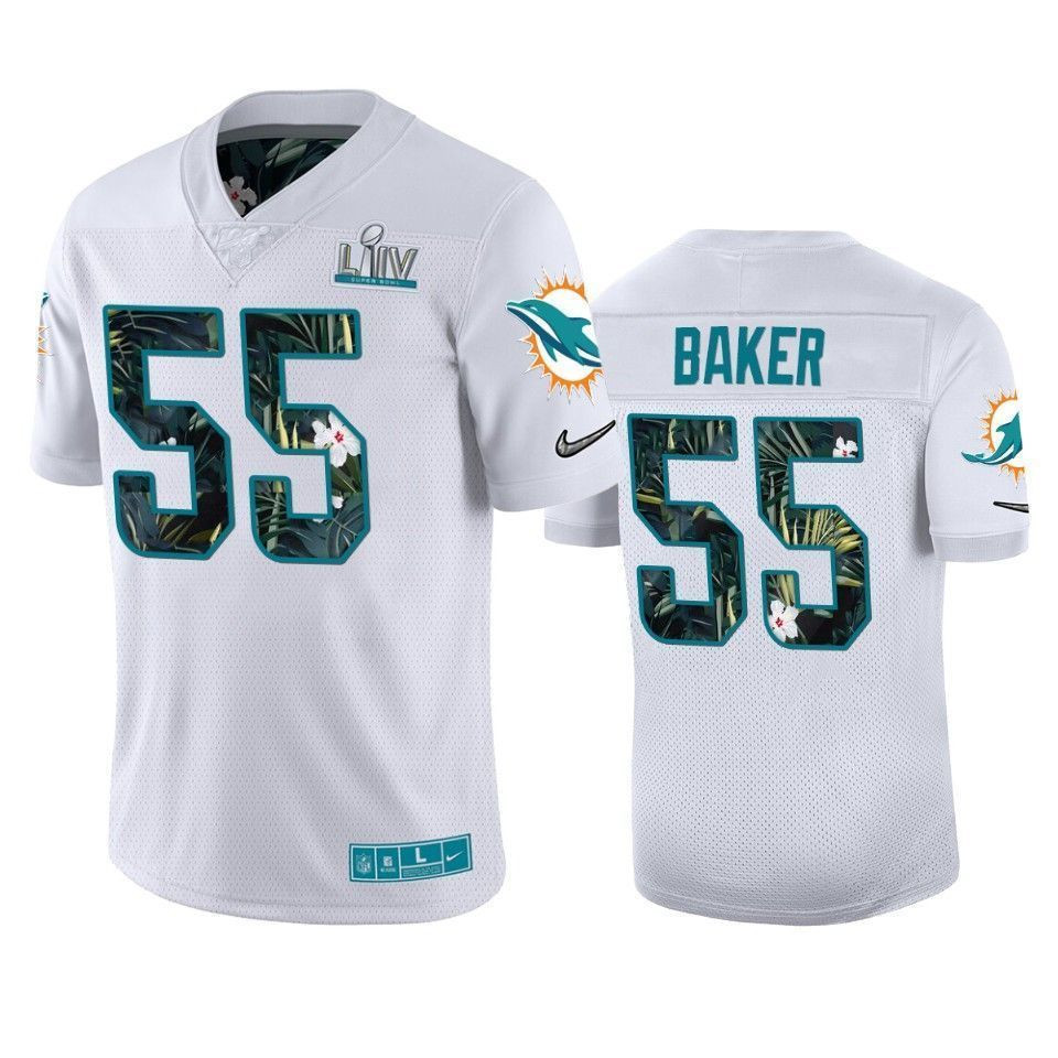 Miami Dolphins Jerome Baker White Super Bowl Liv 3D Jersey