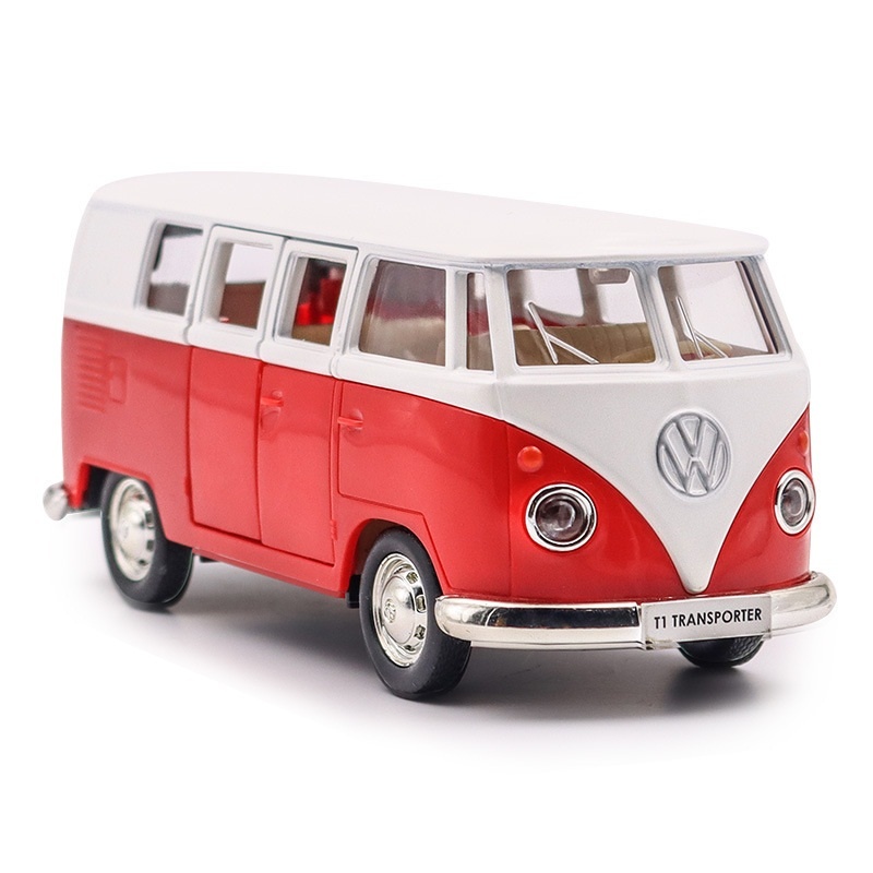 1:36 Volkswagen VW T1 Bus Alloy Diecasts Toy Car Models Metal Vehicles Classical Buses Pull Back Collectable Toys For Children alx