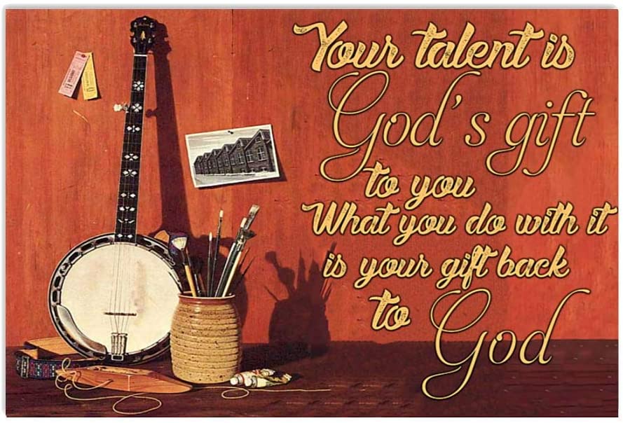 Vintage Banjo – Your Talent Is God’S Gift To You Back Gift To God Poster Art Print      Home Decor Gift For Men Women Family Friend On Birthday Xmas