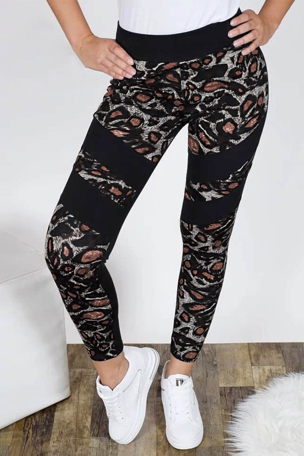 Azura Exchange Leopard Patchwork Butt Lifting High Waist Leggings