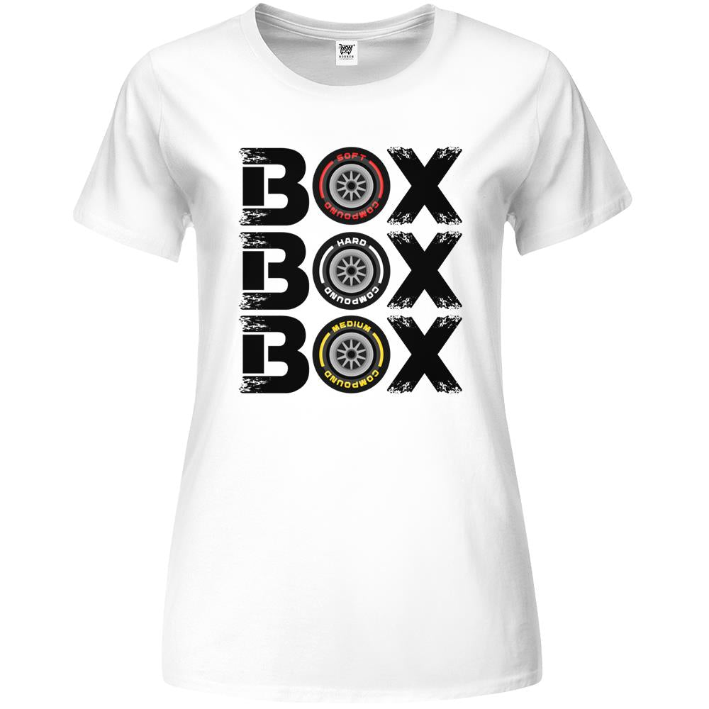 Box Box Box F1 Tyre Compound V2 Design Premium Womens T Shirts