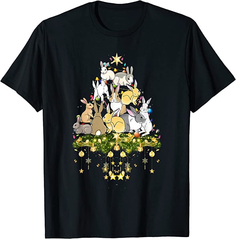 Bunnys Christmas Tree Lights Holiday Bunny Xmas T-Shirt