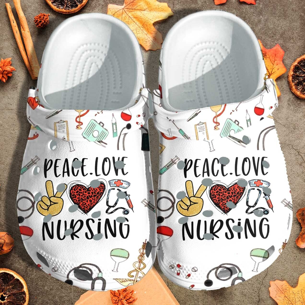 Peace Love Nursing Custom Crocs Shoes Clogs Indoor – Nurse Beach Crocs ...