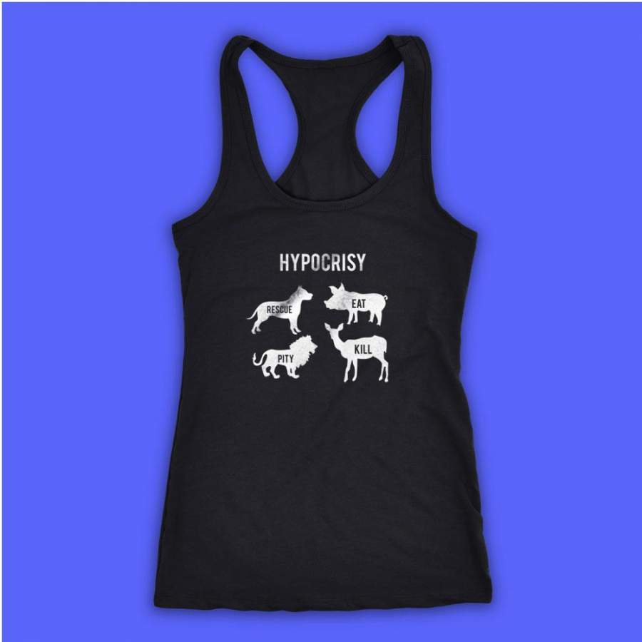 Speciesism Hypocrisy Vegan Animal Cow Animal Rights Women’S Tank Top Racerback