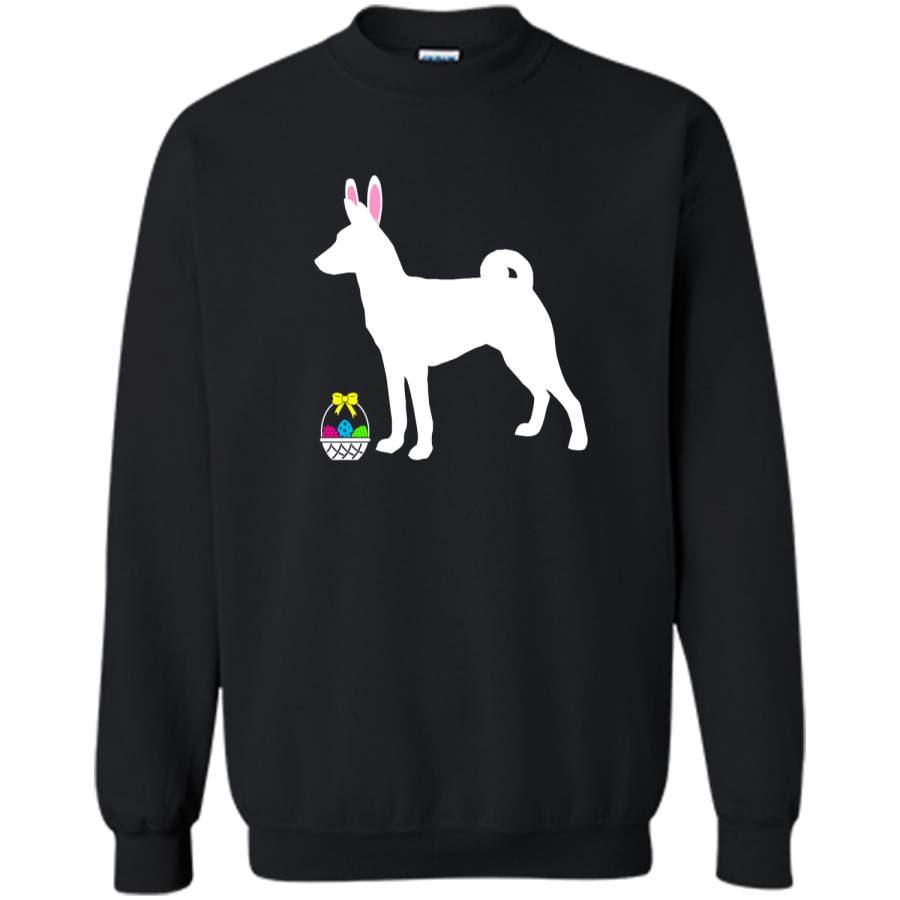 Basenji Easter Bunny Dog Silhouette T-Shirt Printed Crewneck Pullover Sweatshirt 8 oz