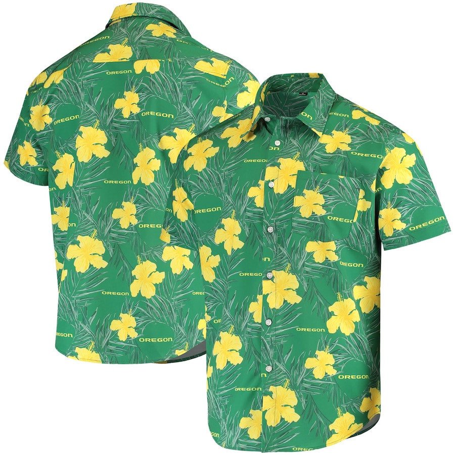 Oregon Ducks Green Floral Hawaii Shirt Ha51316