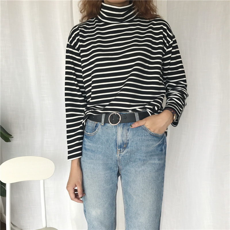 Autumn Long Sleeve Turtleneck Tops Slim Knitted Bottoming T Shirt Korean Fashion Sweater Harajuku Pullover Women Clothing Jumper alx