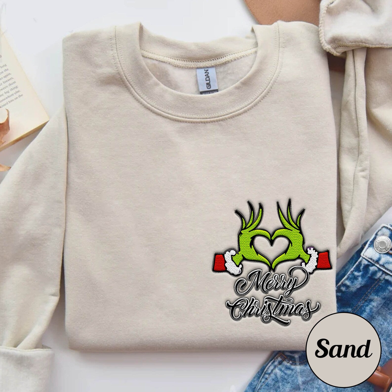 Love Hands Embroidered Sweatshirt 2D Crewneck Sweatshirt All Over Print Sweatshirt For Women Sweatshirt For Men Sws4895