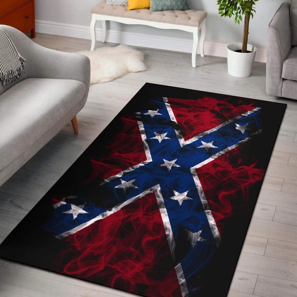 Flaming Rebel Confederate Flag Area Rug Carpets