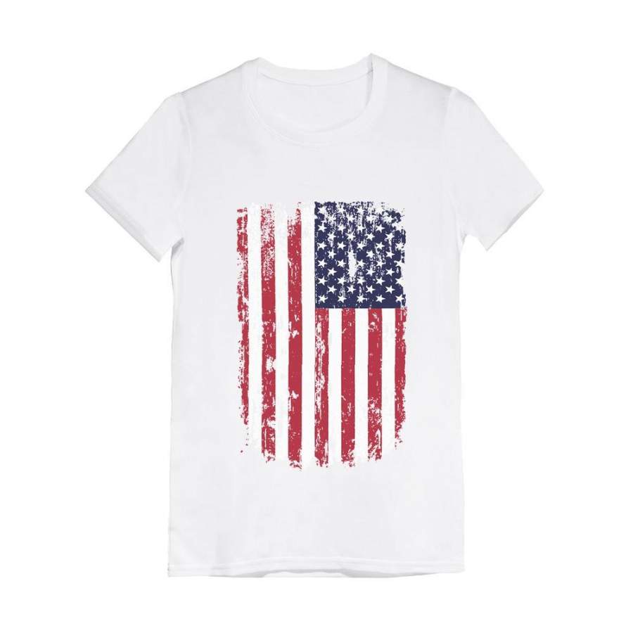 USA Vintage Flag 4th of July Patriotic Infant Girls’ Fitted T-Shirt