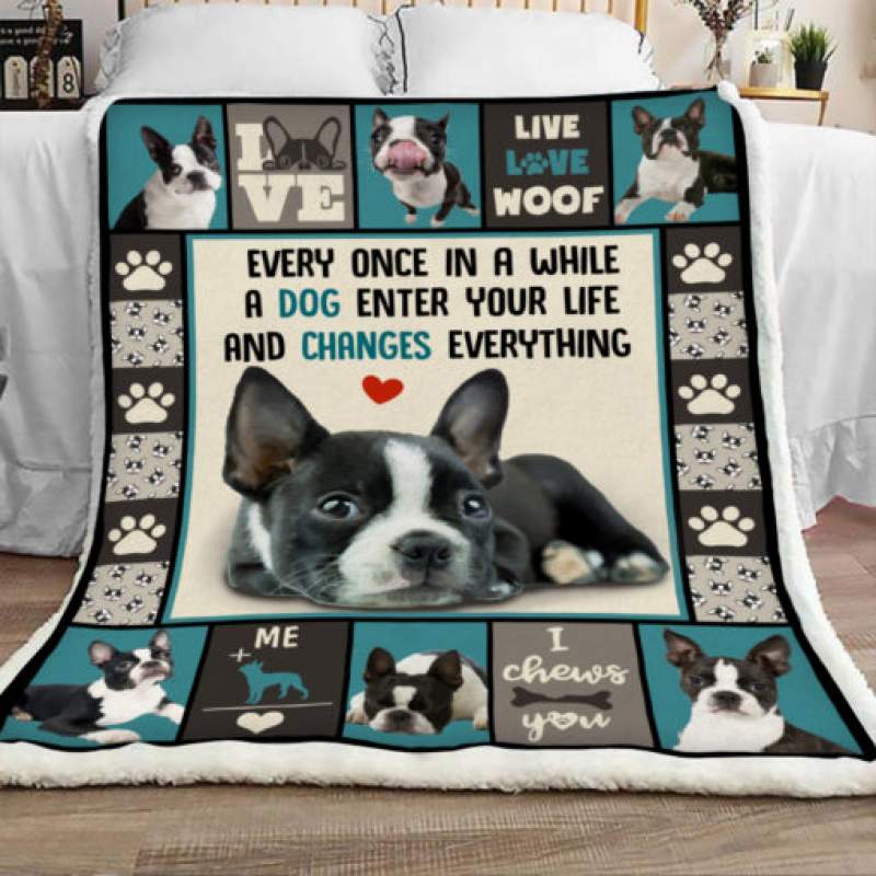 Boston Terrier Dog Sherpa Blanket JR3101 67O51