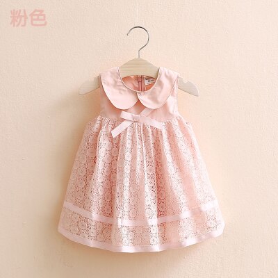 2021 Summer New 2-10 Years Children’s Party Prom Cute Peter Pan Collar Pink White Tank Lace Bow Layered Dresses For Kids Girls alx