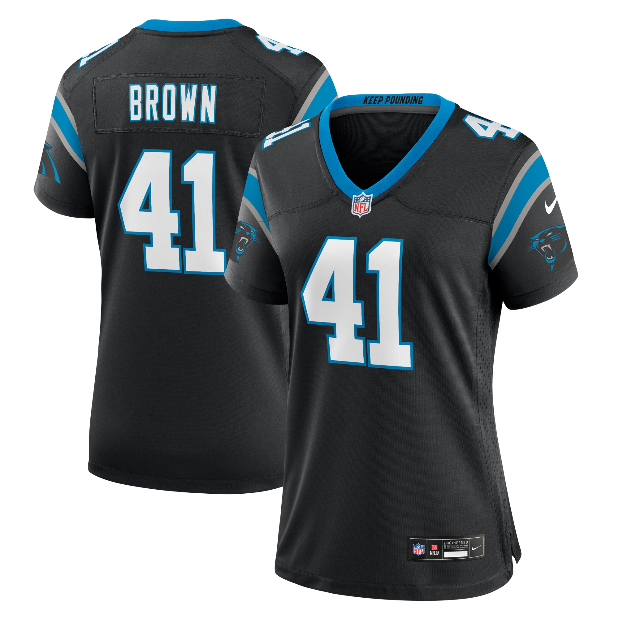 Women’s Carolina Panthers Spencer Brown Black Team Game Jersey