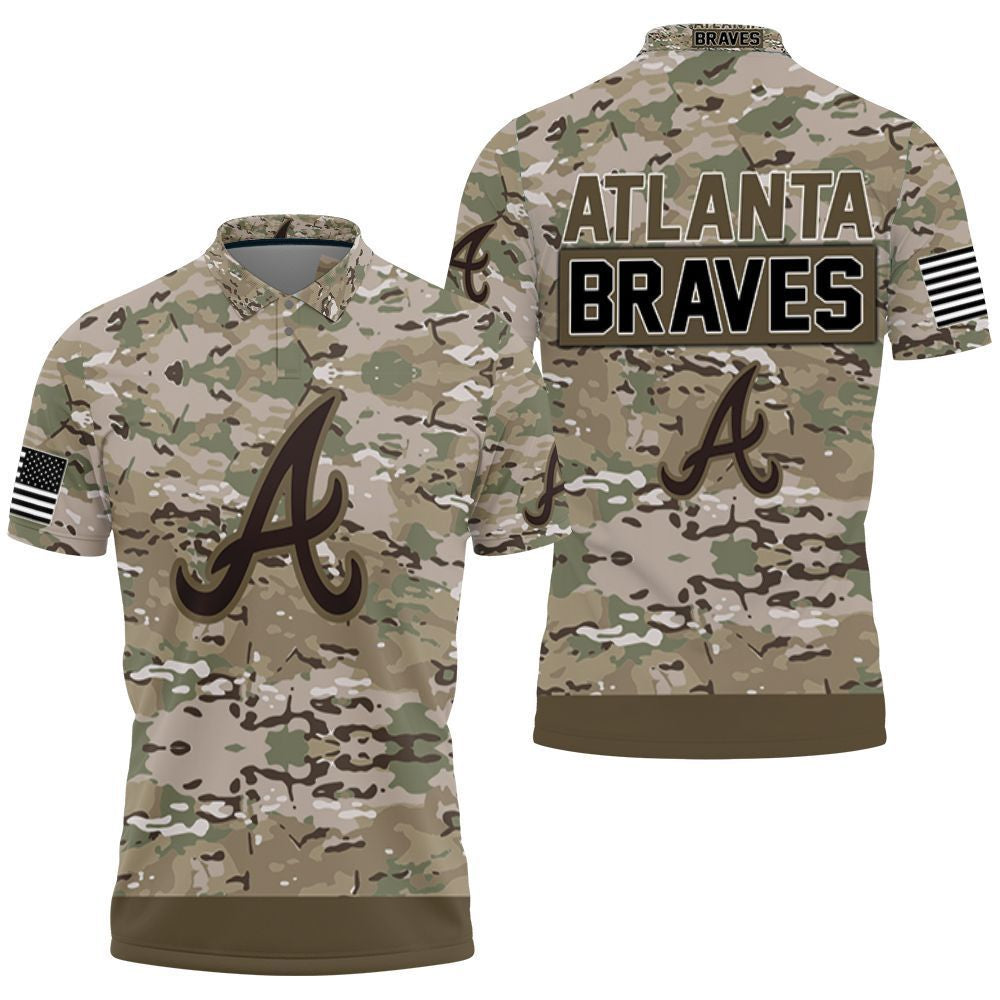 Atlanta Braves Camouflage Veteran 3D Polo Shirt, Jersey