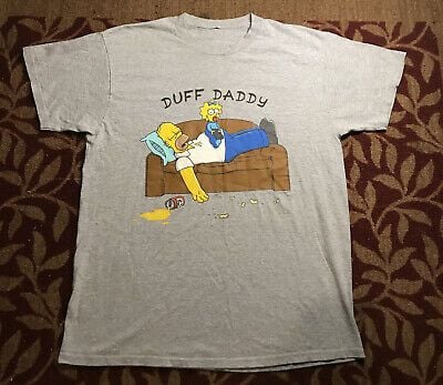 Vintage Simpsons Shirt Tv Show Promo 2002 Duff Daddy Gray S   Euc 5103